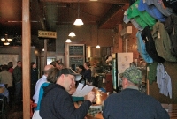 Folks enjoying beer at the bar at Shorts