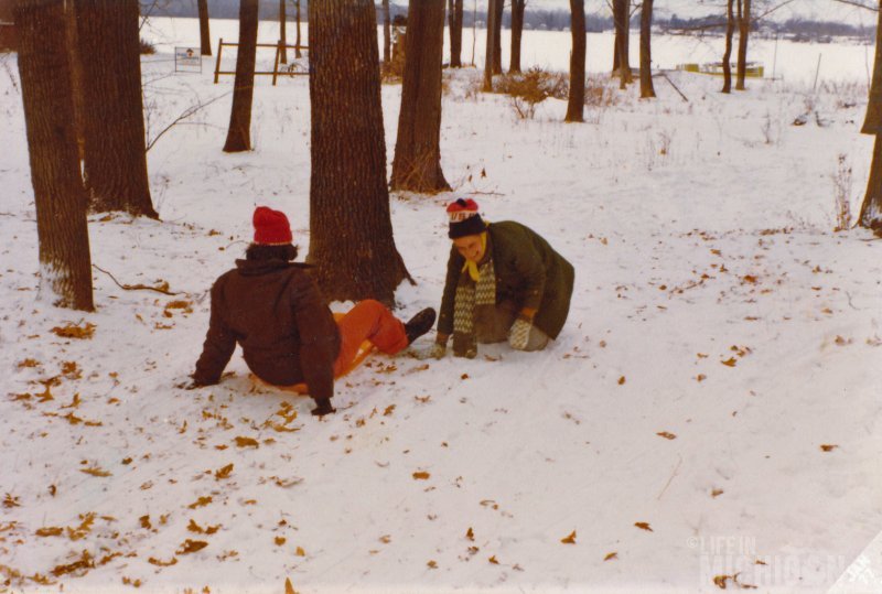 Mom and Sister Jean find a tree at the end of the lazy lopper in Pinckney