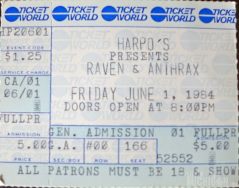 1984 ticket stub from the first time I saw Anthrax