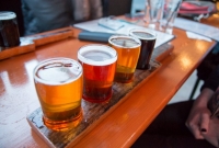 A flight of beer at Griffin Claw Brewing