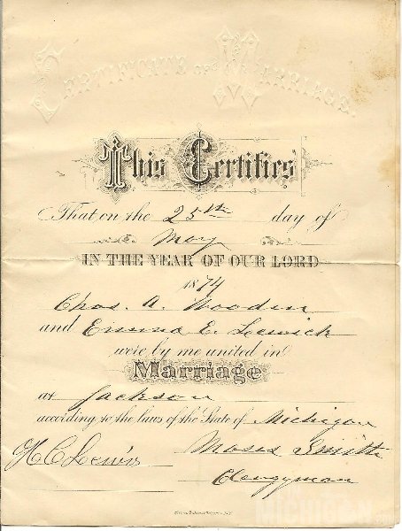 Emma and Charles Wedding Certificate