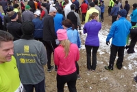 The crowd anticipating the start of the No Frills All Thrills Trail race