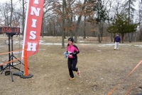 Brenda coming in for a strong finish at the No Frills All Thrills trail race