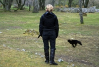 Black cat cross your path at Clava Cairn