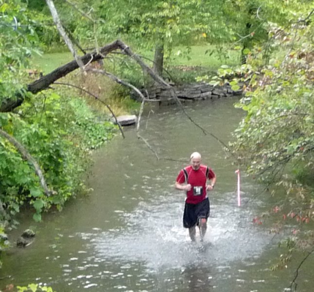 Chuck in the river at Dances With Dirt, Hell, Michigan