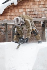 Chain Saws creating Snow Sculptures